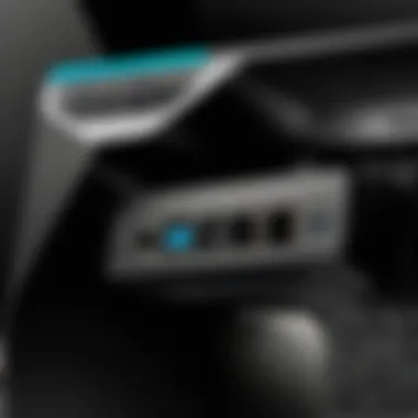 Detailed close-up of the monitor's connectivity ports