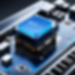 Close-up view of MX Blue switch mechanism showcasing tactile feedback.
