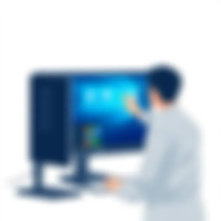 User interacting with the AOC 12367F monitor showcasing its user-friendly interface.