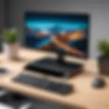 A sleek business desktop setup with a monitor and keyboard