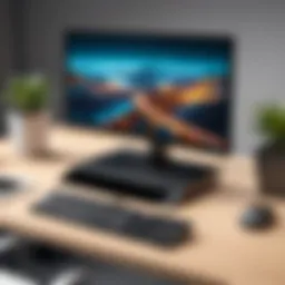 A sleek business desktop setup with a monitor and keyboard