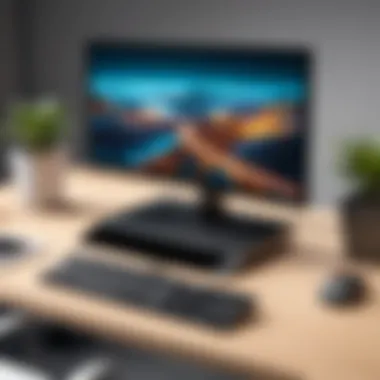 A sleek business desktop setup with a monitor and keyboard