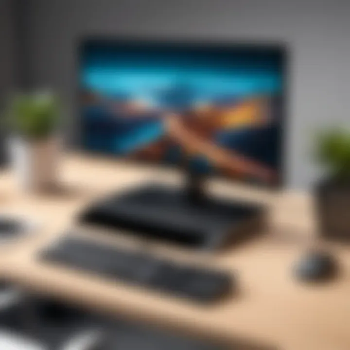 A sleek business desktop setup with a monitor and keyboard