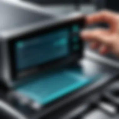 Close-up of check scanning in action