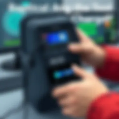 Practical Applications of the Booster Pac ES 5000 Charger User demonstrating the Booster Pac ES 5000 Charger in a practical charging scenario