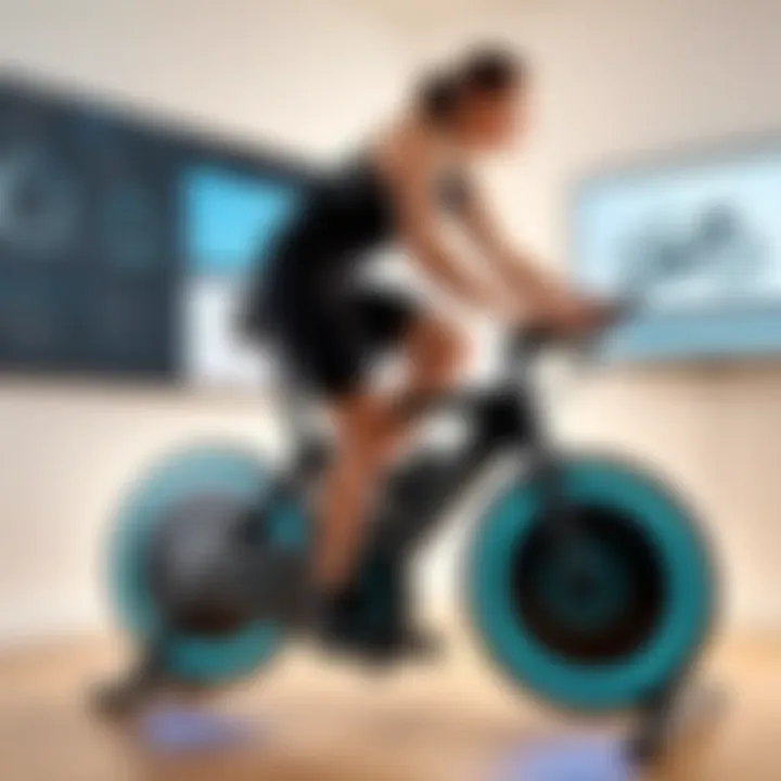 Person engaged in a cycling session using a rad cycle trainer