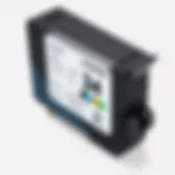 Detailed view of Lexmark 34 ink cartridge showing specifications