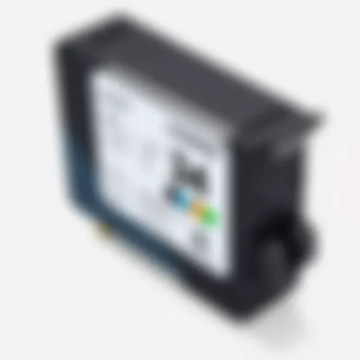 Detailed view of Lexmark 34 ink cartridge showing specifications