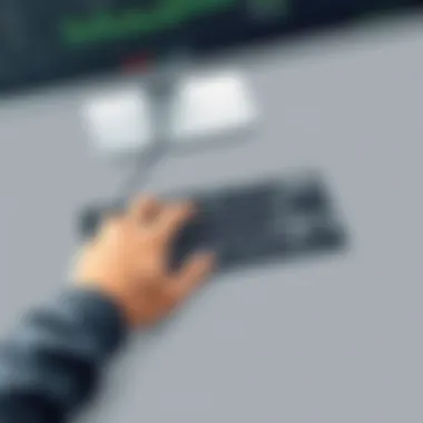 User interacting with the K350 keyboard demonstrating its practical applications