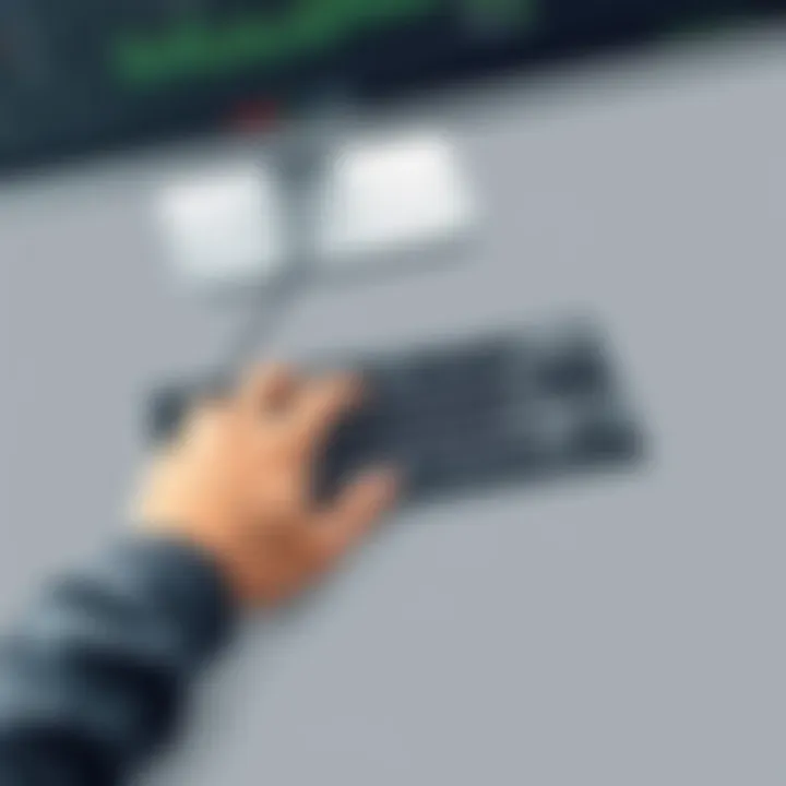 User interacting with the K350 keyboard demonstrating its practical applications