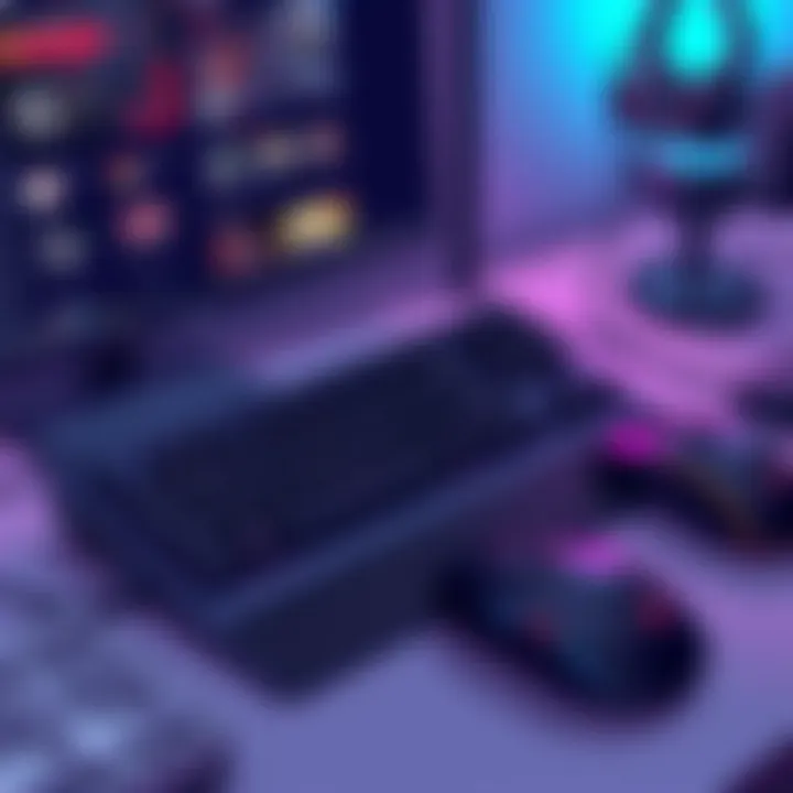 Detailed view of gaming peripherals including keyboard and mouse