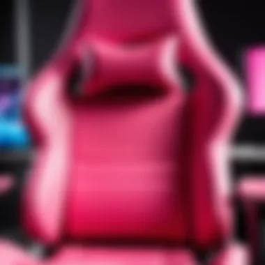 Close-up of ergonomic features in pink gaming chair