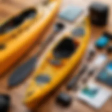 Essential Kayak Accessories for Enthusiasts Array of essential kayak accessories displayed on a wooden surface