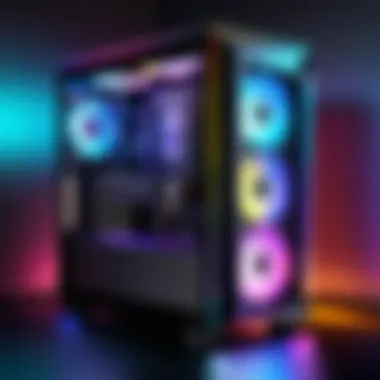 Aesthetically Pleasing Gaming PC Case A beautifully lit gaming PC case with RGB components, highlighting aesthetics and cable management.