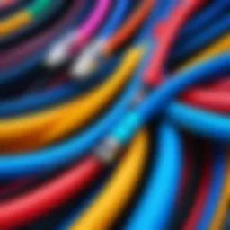 Colorful custom sleeved power supply cables arranged aesthetically