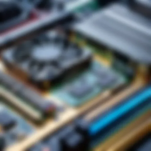 Close-up of a discrete video card showcasing its cooling system