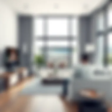 Enjoying Audio Experience in Living Room User enjoying a seamless audio experience in a stylish living room equipped with a six-zone audio system.