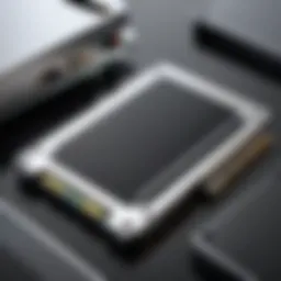 Close-up of an SSD drive showcasing its sleek design and components
