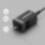 Detailed view of the ADLX65sdc2a power adapter showcasing ports and design