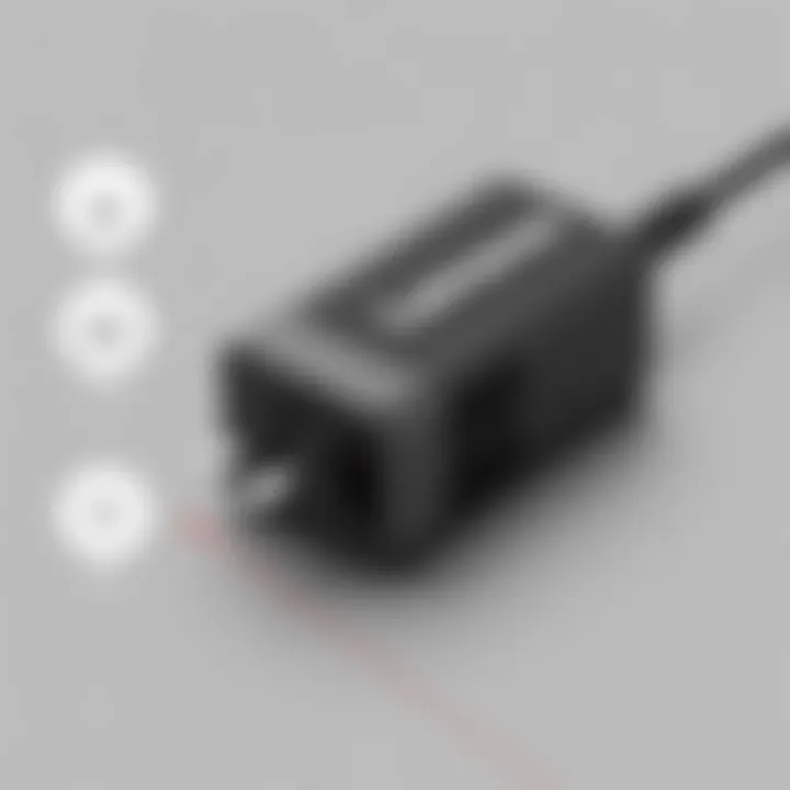 ADLX65sdc2a Adapter Design Overview Detailed view of the ADLX65sdc2a power adapter showcasing ports and design