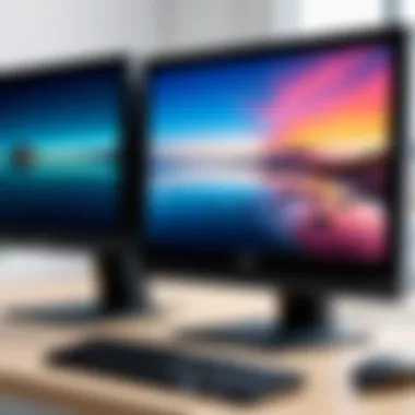 Side-by-side comparison of new and refurbished monitors