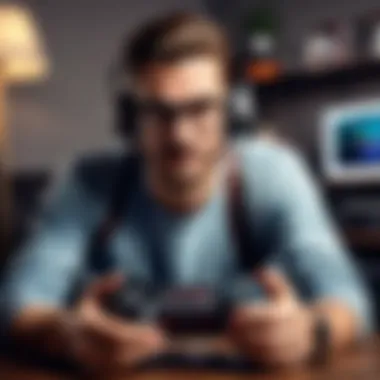 A modern gamer enjoying a vintage console experience