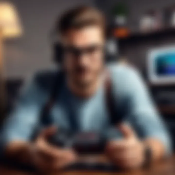 A modern gamer enjoying a vintage console experience