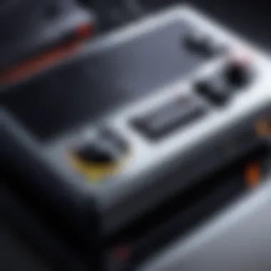 A close-up of a retro gaming console showcasing its design