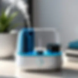 Compact battery-operated personal humidifier in a modern setting