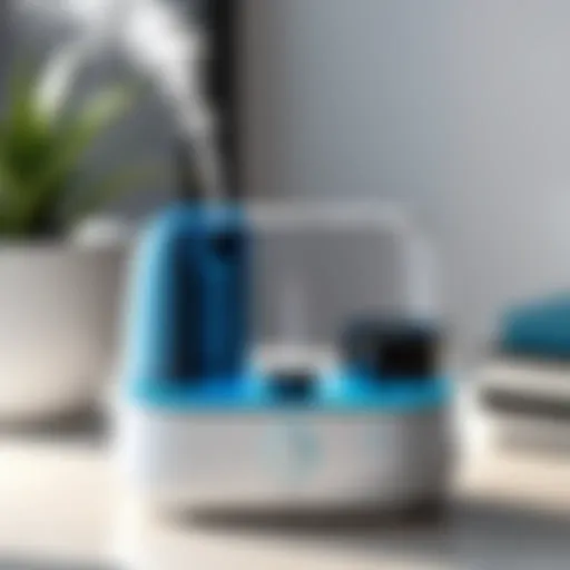 Compact battery-operated personal humidifier in a modern setting