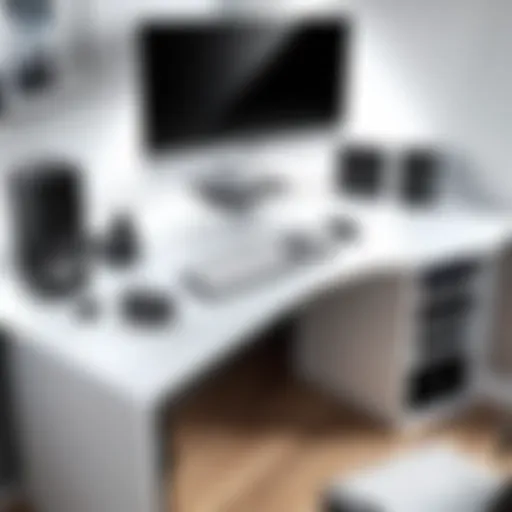 Stylish corner gaming desk with storage compartments