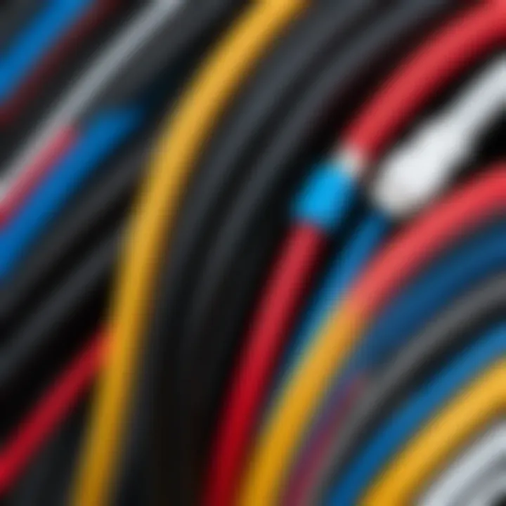 A collection of vibrant custom PC extension cables arranged aesthetically.