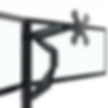 Adjustable Mechanism of Dual Screen Arm Close-up of dual monitor arm adjusting mechanism