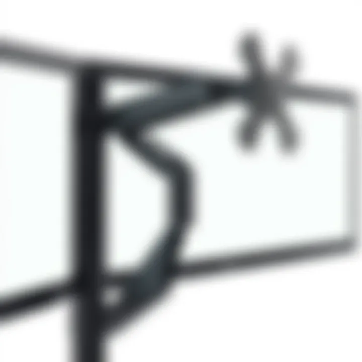 Adjustable Mechanism of Dual Screen Arm Close-up of dual monitor arm adjusting mechanism