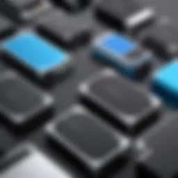 An array of external hard drives showcasing different sizes and designs