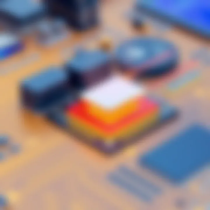 Thermal Management Illustration Featuring Fuji Thermal Pads Illustration of thermal management in electronics highlighting Fuji thermal pads role