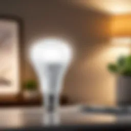 GE Basic LED Soft White 40W bulb glowing in a cozy setting