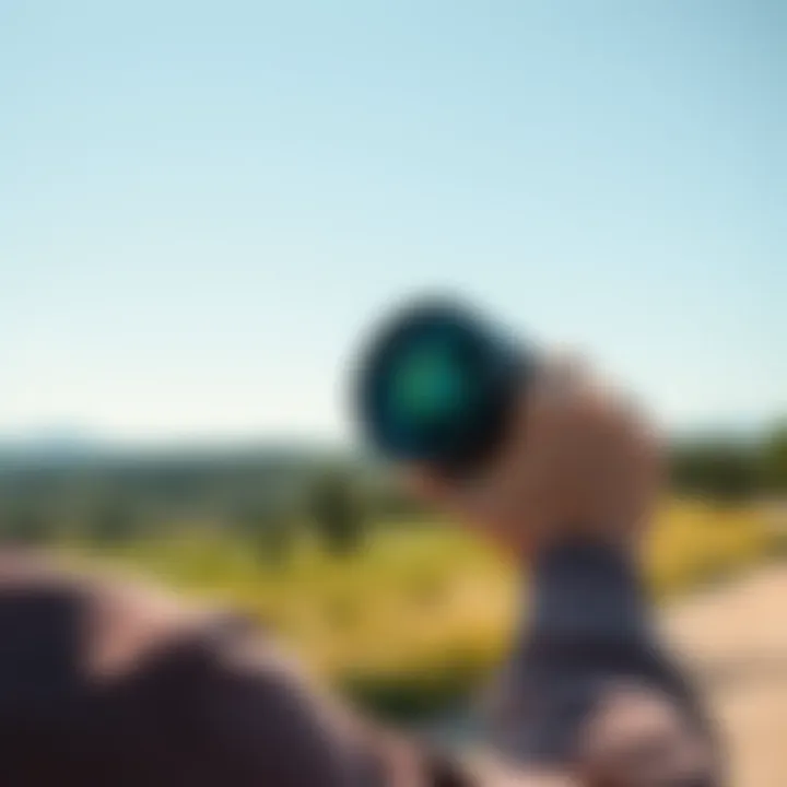 Photographer using Gobe lens in nature