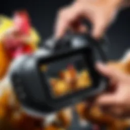 Close-up of a handheld chicken plucker demonstrating its unique design and features.