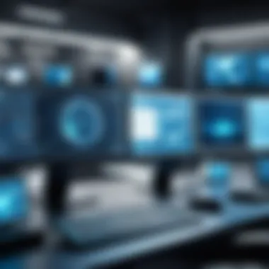 A futuristic workspace featuring advanced micro monitors in use