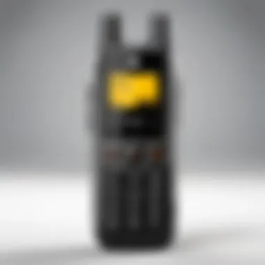 A close-up of Motorola Walkie Talkie showcasing its sleek design and controls