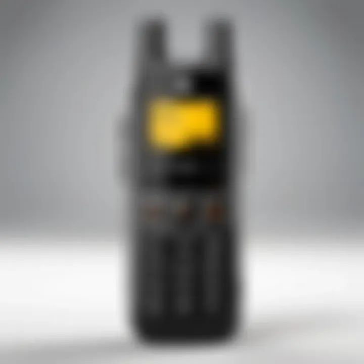 A close-up of Motorola Walkie Talkie showcasing its sleek design and controls