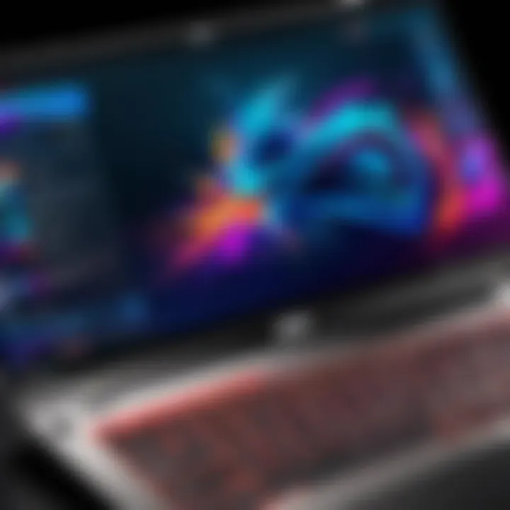 Close-up of MSI touchscreen display with vibrant graphics