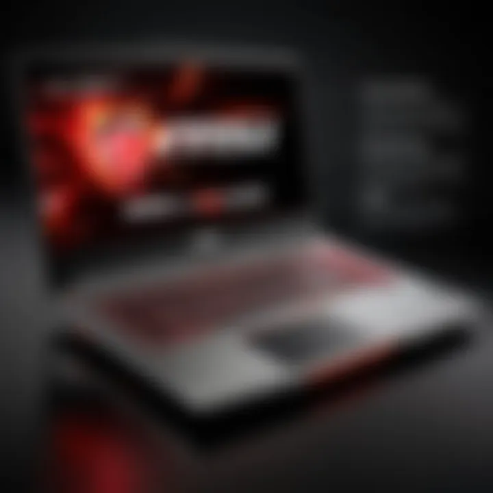 MSI gaming laptop with specs highlighted in a creative layout