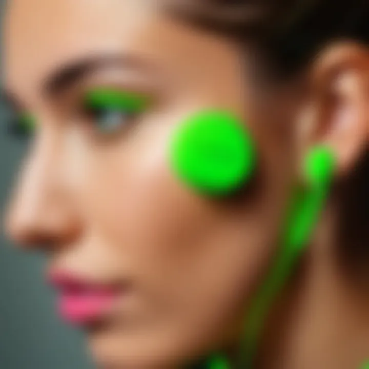 User experience portrayal with neon green earbuds