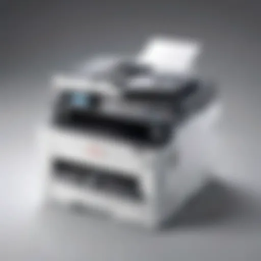 Front view of Okidata color laser multifunction printer showcasing sleek design