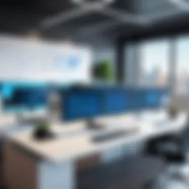 A workspace with multiple privacy screens highlighting their functionality