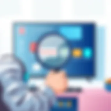 A user evaluating refurbished smart TV options with a magnifying glass