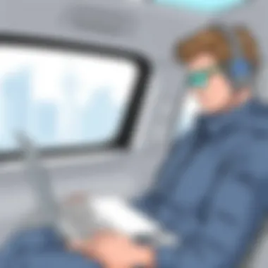 User enjoying the portability of an 11 inch laptop while traveling