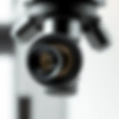 Detailed view of the optical components of the Amscope SE400Z microscope.